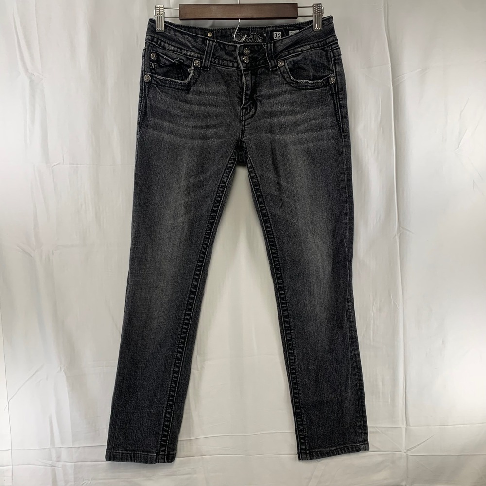 Miss Me Skinny Jeans Womens 30 Black Angel Wing Rhinestone JP5082SK-4